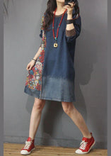 Load image into Gallery viewer, Women Denim Patchwork Cotton Dress Print Summer Long Dress