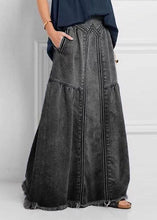 Load image into Gallery viewer, Women Distressed Solid Color Elastic Waist Loose Denim Skirt With Pocket