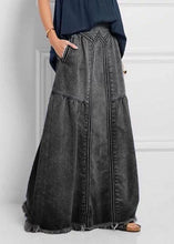 Load image into Gallery viewer, Women Distressed Solid Color Elastic Waist Loose Denim Skirt With Pocket