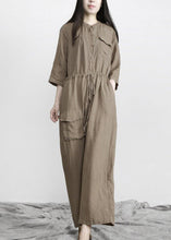 Load image into Gallery viewer, Women Gray drawstring Outfits Rompers Linen