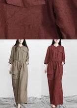 Load image into Gallery viewer, Women Gray drawstring Outfits Rompers Linen