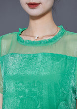Load image into Gallery viewer, Women Green Hollow Out Patchwork Layered Design Tulle A Line Dress Summer