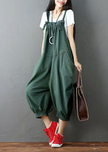 Load image into Gallery viewer, Women Green Wrinkled Patchwork Denim Jumpsuit Pants Summer