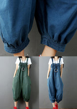 Load image into Gallery viewer, Women Green Wrinkled Patchwork Denim Jumpsuit Pants Summer