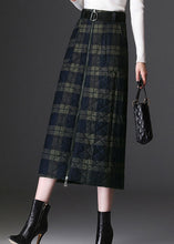 Load image into Gallery viewer, Women Green Zip Up Plaid Fine Cotton Filled Skirts Winter
