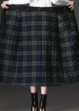 Load image into Gallery viewer, Women Green Zip Up Plaid Fine Cotton Filled Skirts Winter