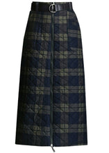 Load image into Gallery viewer, Women Green Zip Up Plaid Fine Cotton Filled Skirts Winter
