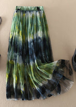 Load image into Gallery viewer, Women Green high waist Print Tulle Skirt Spring