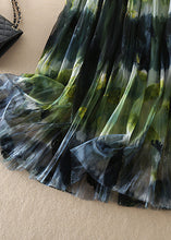 Load image into Gallery viewer, Women Green high waist Print Tulle Skirt Spring