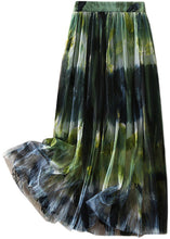 Load image into Gallery viewer, Women Green high waist Print Tulle Skirt Spring