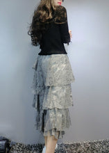Load image into Gallery viewer, Women Grey Asymmetrical fashion Lace Skirt Spring