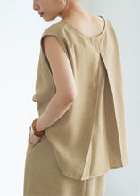 Load image into Gallery viewer, Women Grey O-Neck Wrinkled Linen Tops Sleeveless