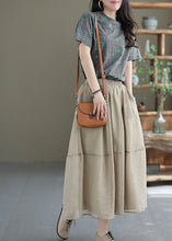Load image into Gallery viewer, Women Khaki Elastic Waist Patchwork Organza Skirts Spring