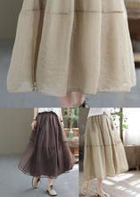 Load image into Gallery viewer, Women Khaki Elastic Waist Patchwork Organza Skirts Spring