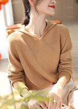 Load image into Gallery viewer, Women Khaki Hooded Oversized Wool Knit Sweater Tops Spring
