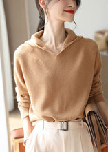 Load image into Gallery viewer, Women Khaki Hooded Oversized Wool Knit Sweater Tops Spring
