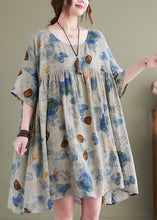 Load image into Gallery viewer, Women Lake Blue Oversized Print Cotton Maxi Dress Summer