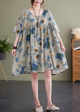 Load image into Gallery viewer, Women Lake Blue Oversized Print Cotton Maxi Dress Summer
