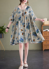Load image into Gallery viewer, Women Lake Blue Oversized Print Cotton Maxi Dress Summer