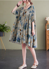 Load image into Gallery viewer, Women Lake Blue Oversized Print Cotton Maxi Dress Summer