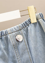 Women Light Blue Asymmetrical Elastic Waist Patchwork Denim Skirts Summer