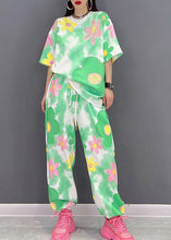 Load image into Gallery viewer, Women O-Neck Print Top And Pants Chiffon Two Piece Set Summer