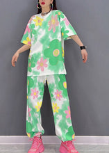 Load image into Gallery viewer, Women O-Neck Print Top And Pants Chiffon Two Piece Set Summer