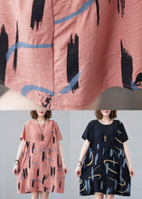 Load image into Gallery viewer, Women Orange O Neck Print Patchwork Cotton Mid Dress Summer