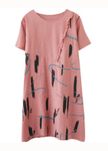 Load image into Gallery viewer, Women Orange O Neck Print Patchwork Cotton Mid Dress Summer