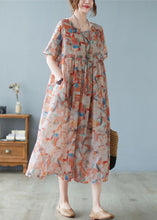 Load image into Gallery viewer, Women Oversized Print Exra Large Hem Cotton Long Dresses Short Sleeve