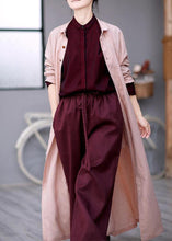 Load image into Gallery viewer, Women Peter pan Collar tie waist Plus Size outfit pink Knee coats