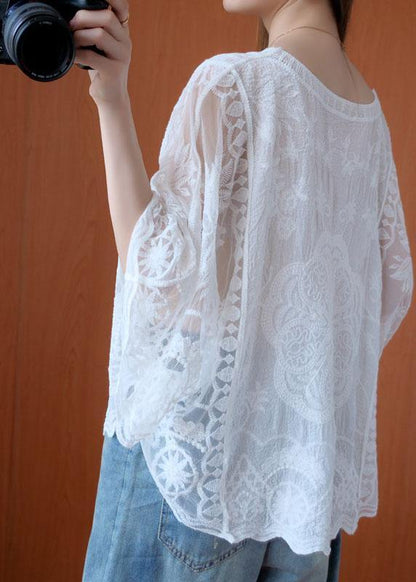 Women Pink Asymmetrical Design Summer Lace Top
