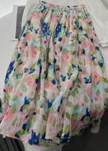 Load image into Gallery viewer, Women Pink Print Wrinkled Patchwork Linen Skirts Summer