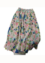 Load image into Gallery viewer, Women Pink Print Wrinkled Patchwork Linen Skirts Summer