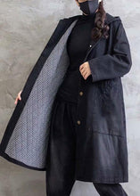 Load image into Gallery viewer, Women Plus Size Overcoat Denim Black Hooded Ruffles Outwear