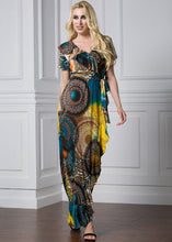 Load image into Gallery viewer, Women Print Tie Waist Ice Silk Vacation Long Dresses Summer