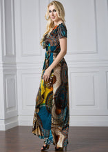Load image into Gallery viewer, Women Print Tie Waist Ice Silk Vacation Long Dresses Summer