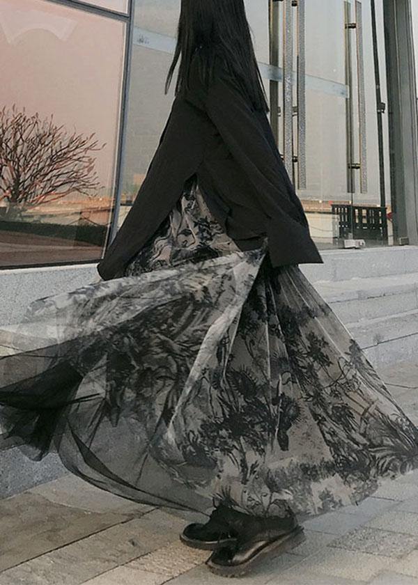 Women Print Tulle Pleated Summer A Line Skirts