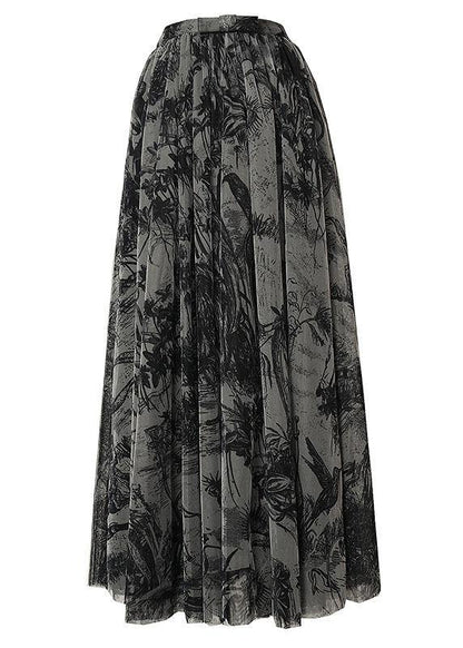 Women Print Tulle Pleated Summer A Line Skirts