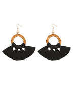 Women Red Hand Woven Tassel Drop Earrings