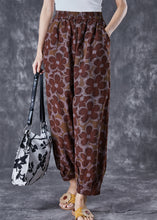 Load image into Gallery viewer, Women Red Oversized Print Linen Harem Pants Summer