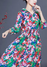 Load image into Gallery viewer, Women Slim Fit Hooded Ruffled Print Silk Long Dresses Summer