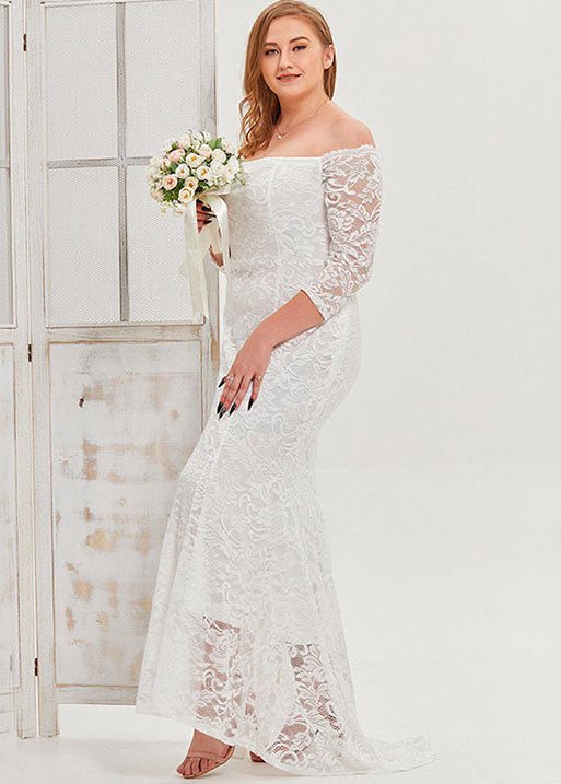 Women White Cold Shoulder Patchwork Lace Long Dresses Summer