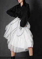 Women White High Waist Cinched Summer Skirts