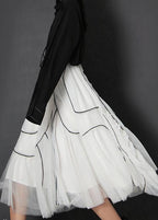 Women White High Waist Cinched Summer Skirts
