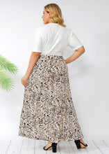 Load image into Gallery viewer, Women White O-Neck Top And Leopard Skirts Cotton Two Piece Set Summer