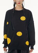 Load image into Gallery viewer, Women Yellow Dot O Neck Patchwork Knit Sweaters Tops Spring