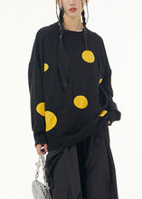 Load image into Gallery viewer, Women Yellow Dot O Neck Patchwork Knit Sweaters Tops Spring