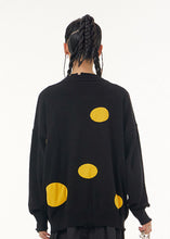 Load image into Gallery viewer, Women Yellow Dot O Neck Patchwork Knit Sweaters Tops Spring