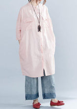 Load image into Gallery viewer, Women lapel collar linen clothes For Women Inspiration pink Dresses summer